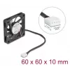 Ventoinha para caixa de computador DELOCK 6 cm (60x60x10 mm), 12 V, rolamento de esferas, preto, modelo 67294