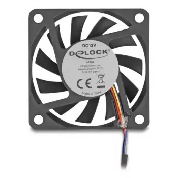 Ventoinha para caixa de computador DELOCK 6 cm (60x60x10 mm), 12 V, rolamento de esferas, preto, modelo 67294
