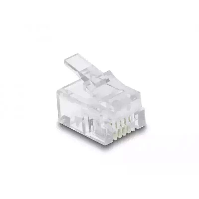 Fichas modulares RJ11 DeLOCK 100 unid. transparente policarbonato