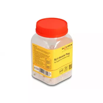 Fichas modulares RJ11 DeLOCK 100 unid. transparente policarbonato