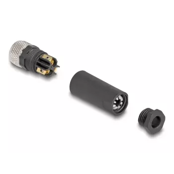 Conector DeLOCK M8 codificação A 3 pinos fêmea ligação por parafuso