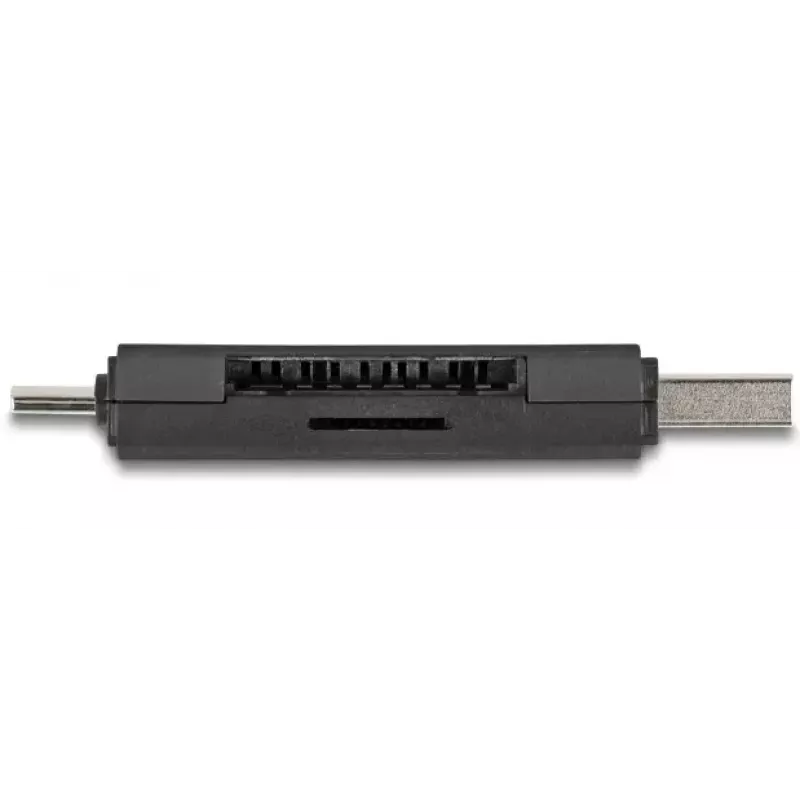 Leitor de cartões DELOCK USB 5 Gbps USB Type-C / Type-A para SD e MicroSD, preto, 5000 Mbit/s, 21×77×10 mm