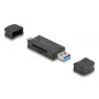 Leitor de cartões DELOCK USB 5 Gbps USB Type-C / Type-A para SD e MicroSD, preto, 5000 Mbit/s, 21×77×10 mm