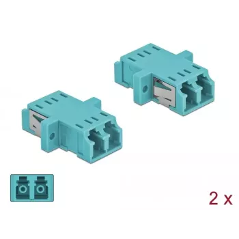 Adaptador de fibra ótica DELOCK LC fêmea–fêmea OM3 duplex (pack de 2)