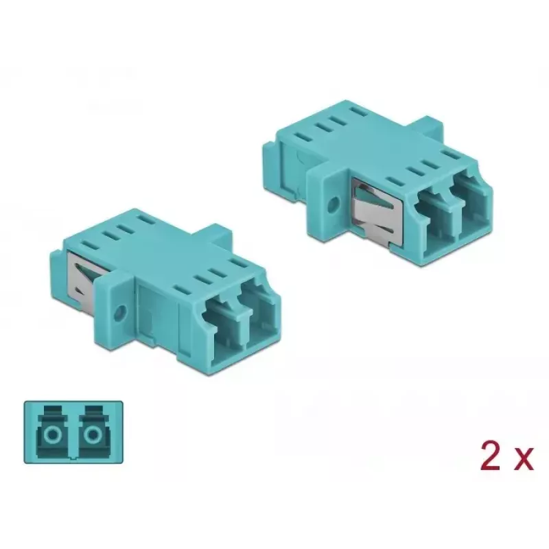 Adaptador de fibra ótica DELOCK LC fêmea–fêmea OM3 duplex (pack de 2)