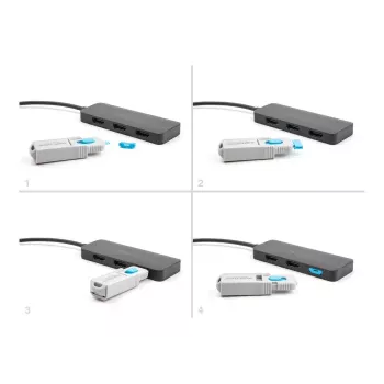Conjunto de bloqueio de portas HDMI DeLOCK 4 unid. + ferramenta de desbloqueio conetores fêmea HDMI