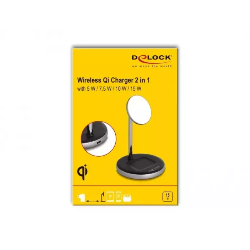 Carregador sem fios DeLOCK 66468 2 em 1 5 W 7,5 W 10 W 15 W