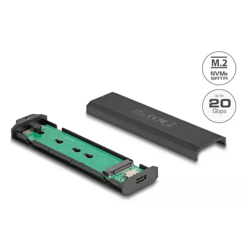 Caixa para SSD DeLOCK 42031 preto M.2 PCIe SATA 20 Gbit/s