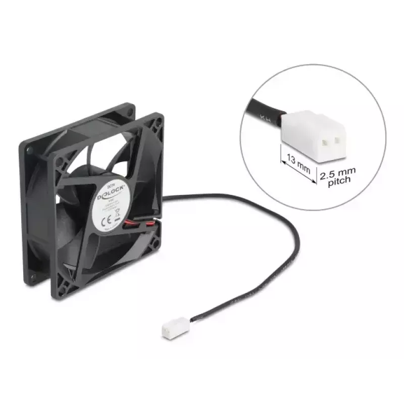 Ventoinha para caixa de computador DELOCK 8 cm (80 x 80 x 25 mm), rolamento de esferas, 5 V DC, preto