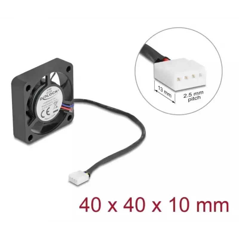 DeLOCK 67293 Ventoinha axial 12 V DC, 40 x 40 x 10 mm, preta