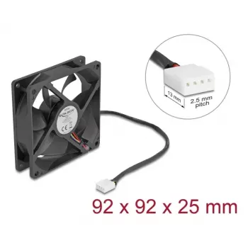 Ventoinha para caixa de computador DELOCK 67297 92 mm, rolamento de esferas, fluxo de ar 1,21 m³/h, preto