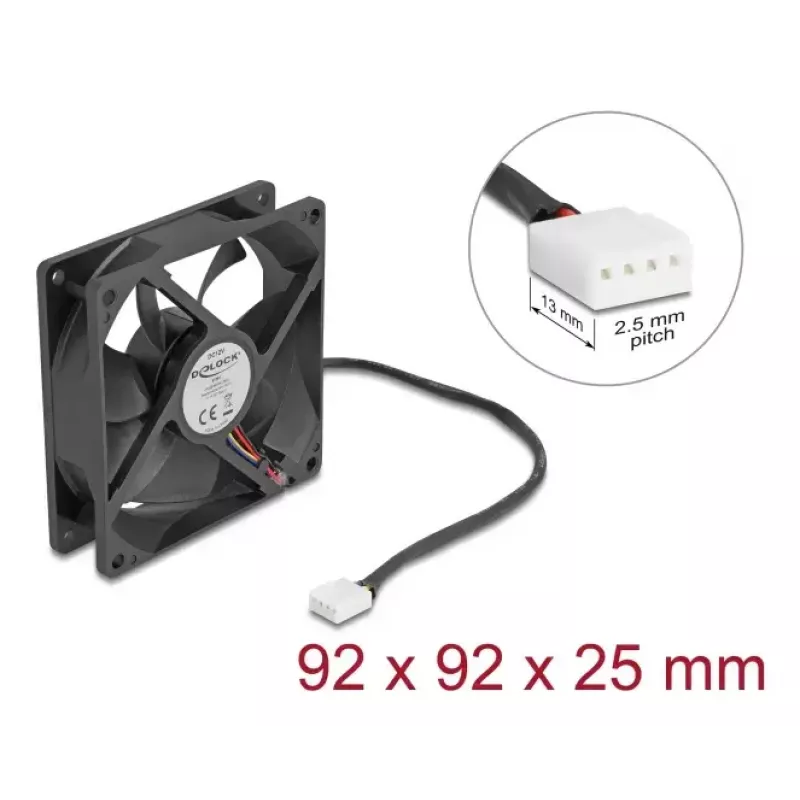DeLOCK 67297 Ventoinha axial 12 V DC, 92 x 92 x 25 mm, preta