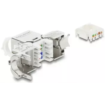 Módulo Keystone DELOCK conector fêmea RJ45 para LSA Cat.8.1 blindado com clipe de bloqueio e tampa de proteção contra pó