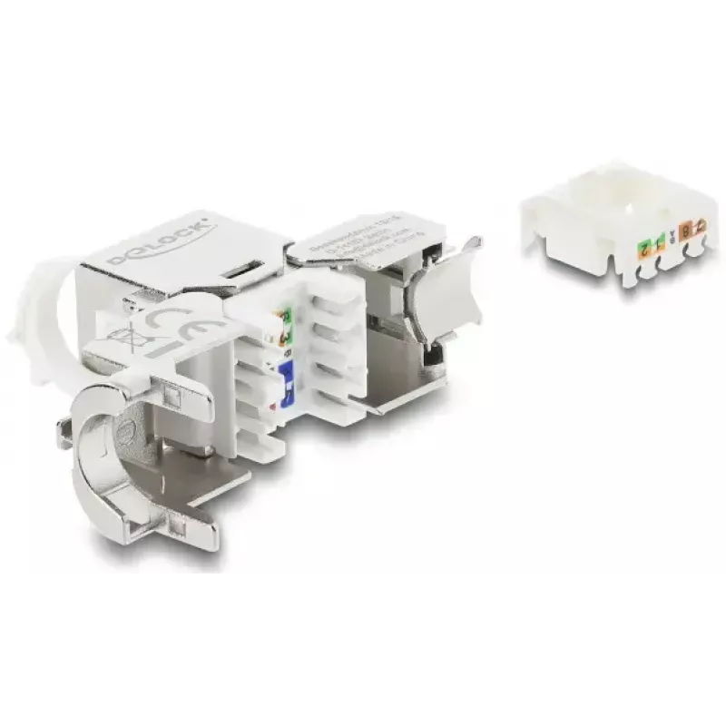 Módulo Keystone DELOCK conector fêmea RJ45 para LSA Cat.8.1 blindado com clipe de bloqueio e tampa de proteção contra pó