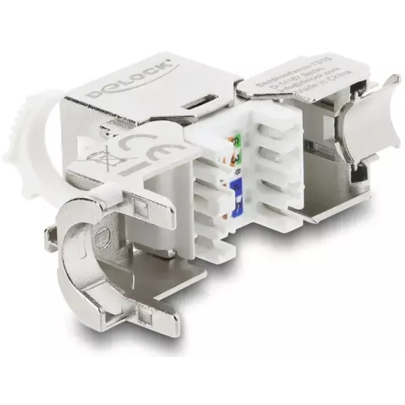 Módulo Keystone DELOCK conector fêmea RJ45 para LSA Cat.8.1 blindado com clipe de bloqueio e tampa de proteção contra pó