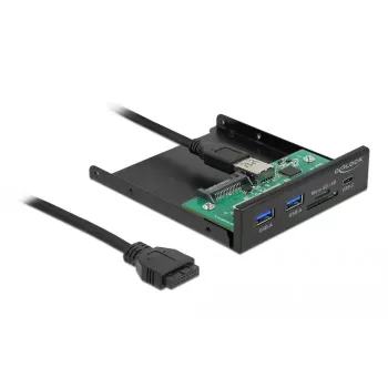 Painel frontal DeLOCK 3,5 polegadas USB 5 Gbit/s 1 x USB Type-C + 2 x USB Type-A + slot SD e Micro-SD