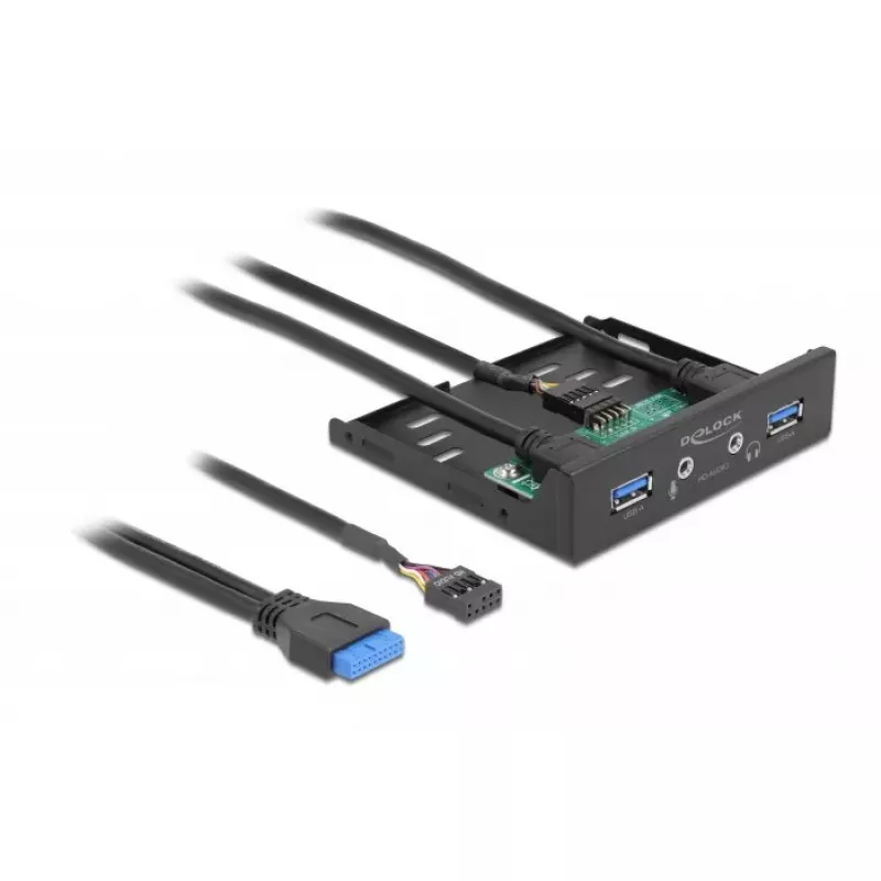 Painel frontal DeLOCK 3,5 polegadas USB 3.2 Gen 1 2 x USB Type-A HD-Audio