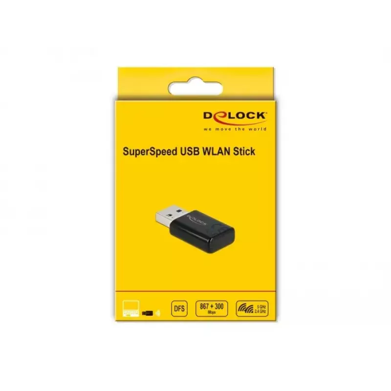 Placa de rede DeLOCK 12550 WLAN USB dual band Wi-Fi 5