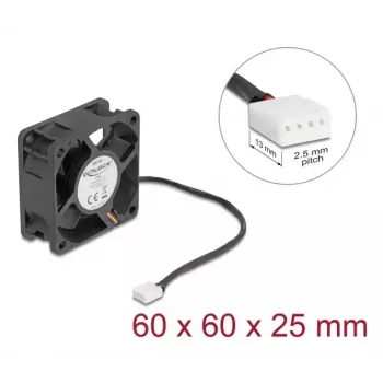 Ventoinha para caixa de computador DELOCK 6 cm (60x60x25 mm) 12 V DC, rolamento de esferas, preto