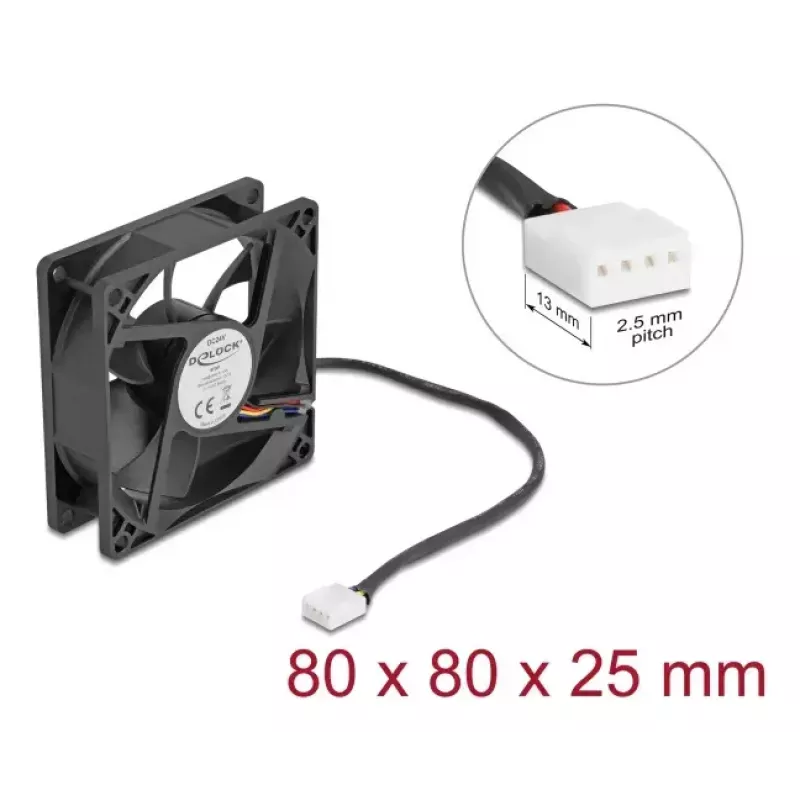 Ventoinha DeLOCK 67301 8 cm preto rolamento de esferas 0,97 m³/h