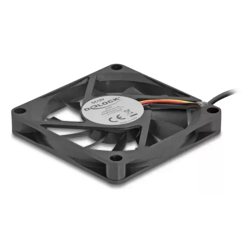 DeLOCK 67315 ventoinha axial, 12 V DC, 70 x 70 x 10 mm, preta