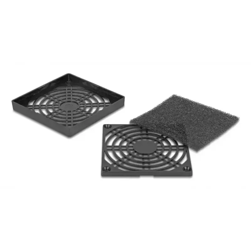DeLOCK 67311 grelha para ventoinha com filtro de pó, 80 x 80 mm, preta