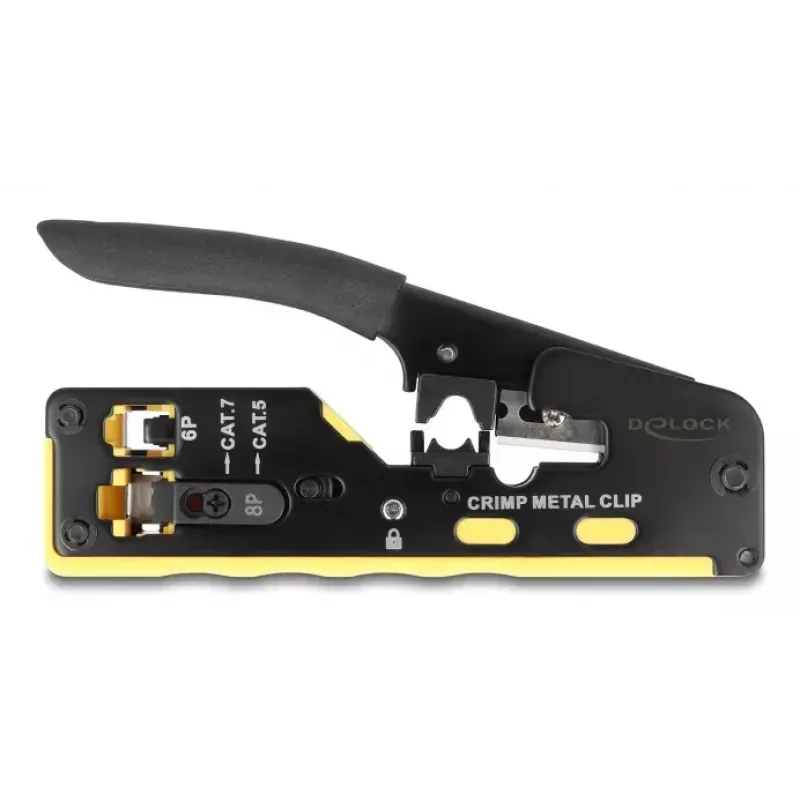Alicate de cravar DELOCK 90583 para fichas 6P/8P RJ45 RJ11 Cat.5/6/7 com lâmina e descarnador