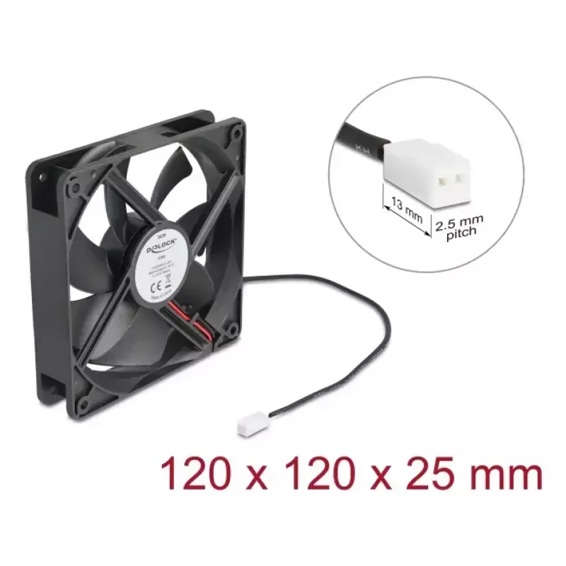 Delock 67292 ventoinha axial 5 V DC, 120 x 120 x 25 mm, preta