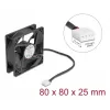 Ventoinha para caixa de computador DELOCK 67296 — 80 mm, rolamento de esferas, 0,97 m³/h, preto