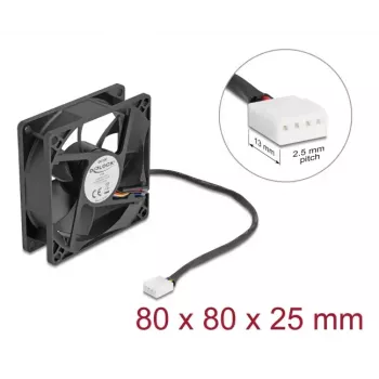 Ventoinha para caixa de computador DELOCK 67296 — 80 mm, rolamento de esferas, 0,97 m³/h, preto