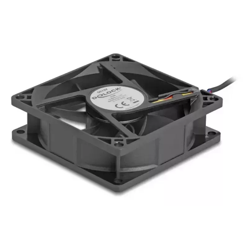 Ventoinha para caixa de computador DELOCK 67296 — 80 mm, rolamento de esferas, 0,97 m³/h, preto