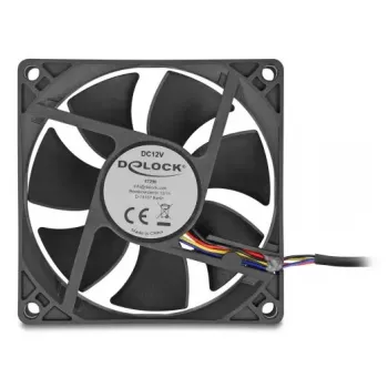 Ventoinha para caixa de computador DELOCK 67296 — 80 mm, rolamento de esferas, 0,97 m³/h, preto