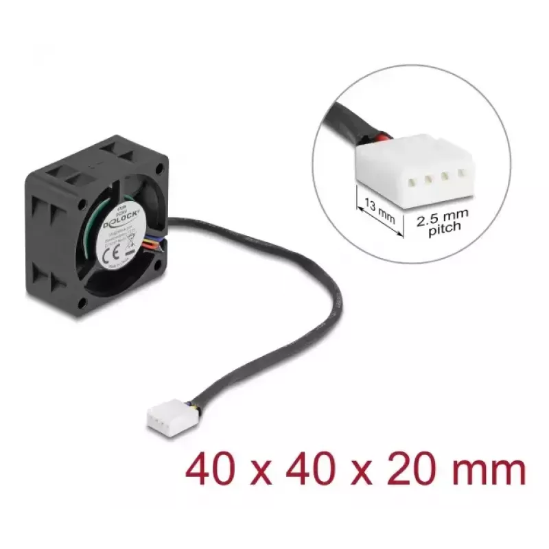Delock 67299 ventoinha axial 24 V DC, 40 x 40 x 20 mm, preta