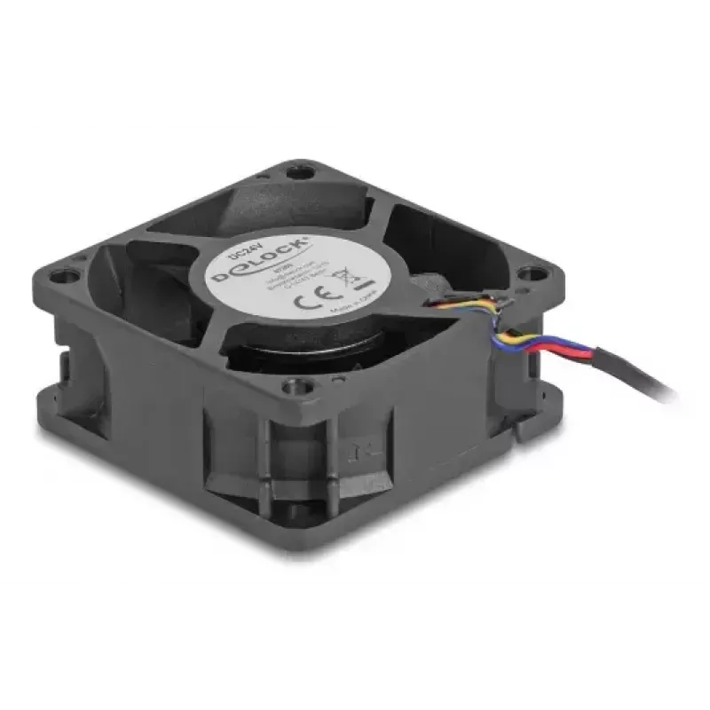 Ventoinha para caixa de computador DELOCK 67300 — 60 mm ventoinha axial, 24 V, rolamento de esferas, preto