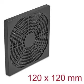 Grelha para ventoinha DELOCK 67313, ABS preto, 125×125 mm, furação de montagem 105×105 mm