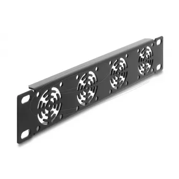 Tampa cega DELOCK 67430 com 4 ventoinhas integradas de 40×40 mm, caixa metálica, cinzento escuro, 1U