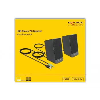 Altifalantes estéreo DELOCK 27001, 2.0, alimentados por USB