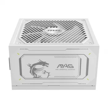 Fonte de alimentação MSI MAG A1000GL PCIE5 WHITE 1000 W ATX 24 pinos, 80 PLUS Gold, ventoinha de 135 mm