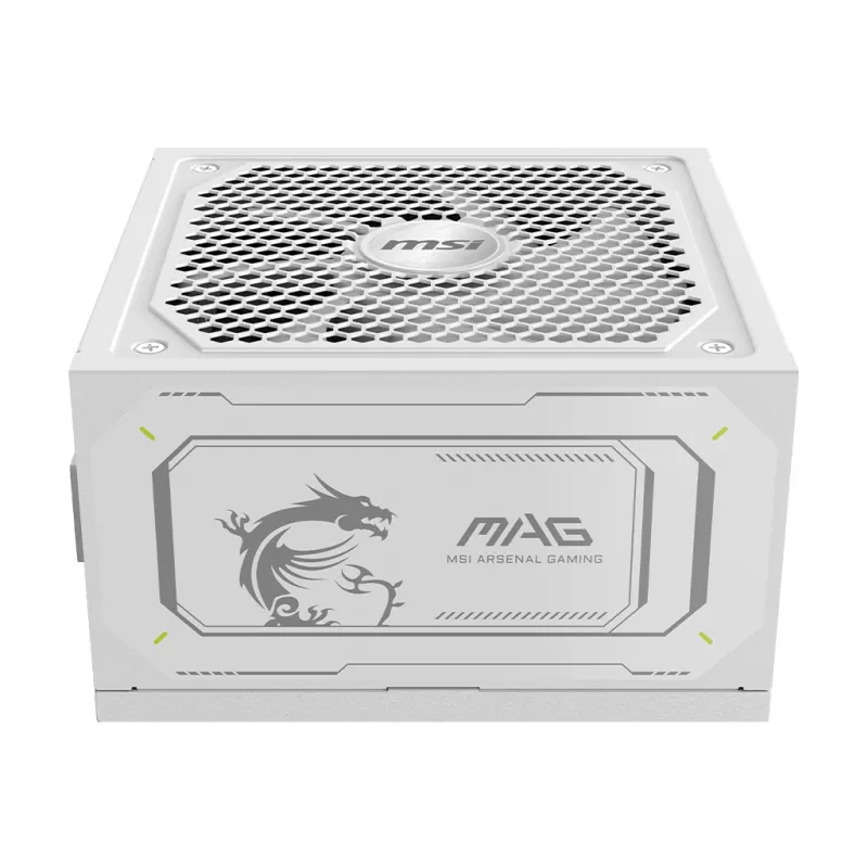 Fonte de alimentação MSI MAG A1000GL PCIE5 WHITE 1000 W ATX 24 pinos, 80 PLUS Gold, ventoinha de 135 mm