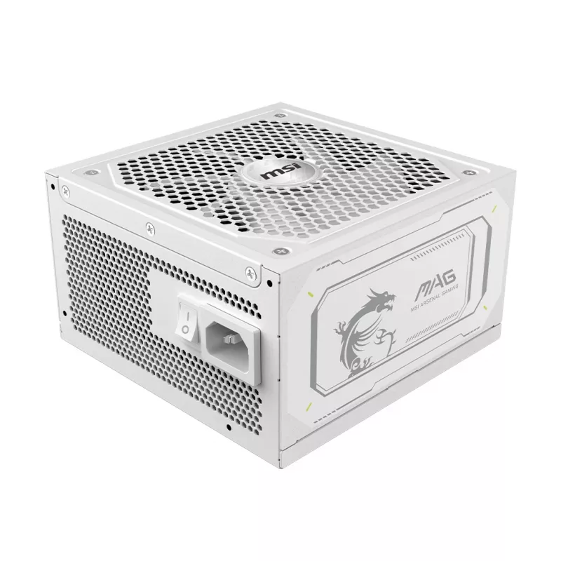 Fonte de alimentação MSI MAG A1000GL PCIE5 WHITE 1000 W ATX 24 pinos, 80 PLUS Gold, ventoinha de 135 mm