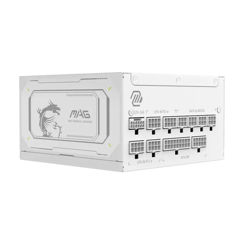 Fonte de alimentação MSI MAG A1000GL PCIE5 WHITE 1000 W ATX 24 pinos, 80 PLUS Gold, ventoinha de 135 mm