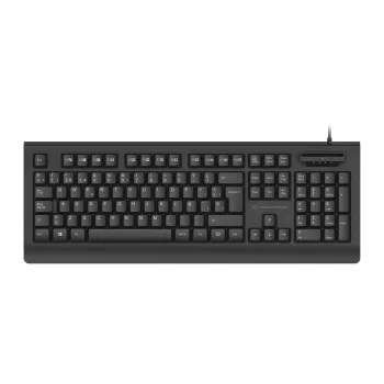 CONCEPTRONIC Teclado USB com leitor de cartões Smart-ID KAYNE01IT — tamanho completo 105 teclas, layout italiano, com fio, cabo de 1,5 m, preto