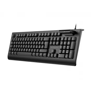 CONCEPTRONIC Teclado USB com leitor de cartões Smart-ID KAYNE01IT — tamanho completo 105 teclas, layout italiano, com fio, cabo de 1,5 m, preto
