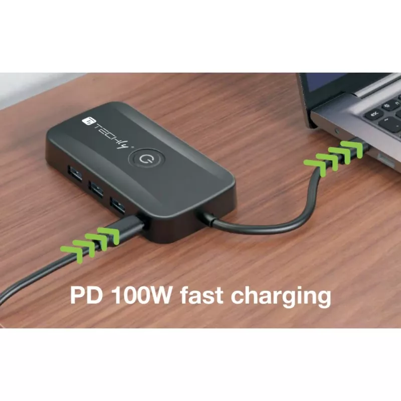 Techly IDATA USBC-HUB5WL Extensor AV Transmissor e recetor AV preto