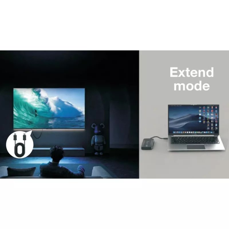 Techly IDATA USBC-HUB5WL Extensor AV Transmissor e recetor AV preto
