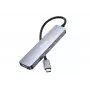 Adaptador multifunções EQUIP USB-C 6 em 1 — HDMI 4K/60Hz, 4× USB-C Gen2 (10Gbps), 100W PD, cabo 0,25 m, cinzento