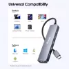 Adaptador multifunções EQUIP USB-C 6 em 1 — HDMI 4K/60Hz, 4× USB-C Gen2 (10Gbps), 100W PD, cabo 0,25 m, cinzento