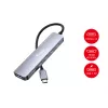 Adaptador multifunções EQUIP USB-C 6 em 1 — HDMI 4K/60Hz, 4× USB-C Gen2 (10Gbps), 100W PD, cabo 0,25 m, cinzento