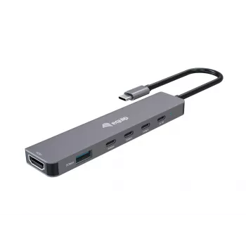 Adaptador multifunções Equip USB-C 6 em 1, HDMI 4K/30Hz, USB-C x4, USB-A x1, 5Gbps, 100W USB PD