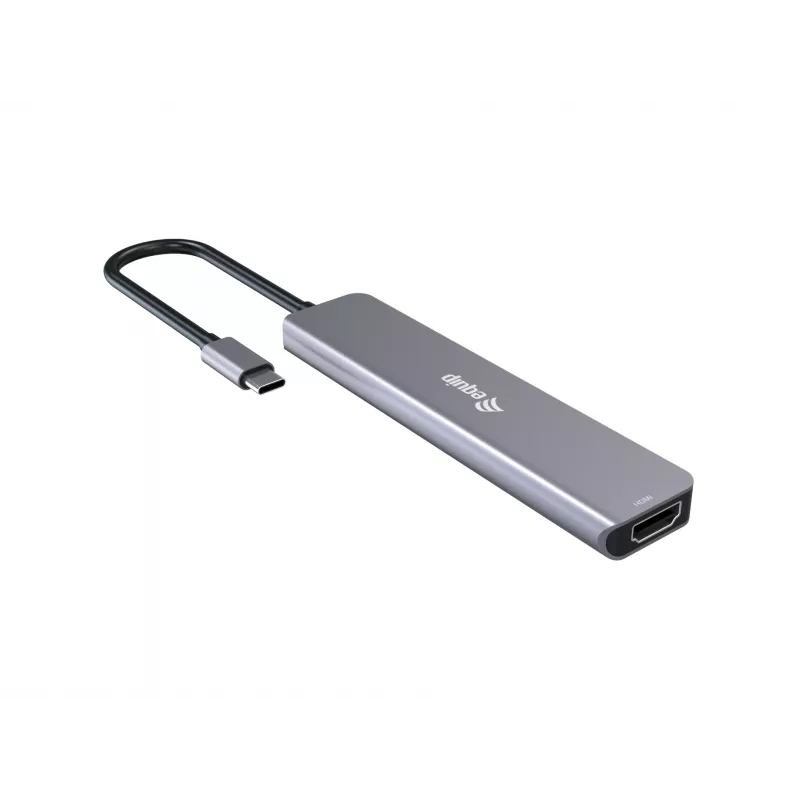Adaptador multifunções Equip USB-C 6 em 1, HDMI 4K/30Hz, USB-C x4, USB-A x1, 5Gbps, 100W USB PD